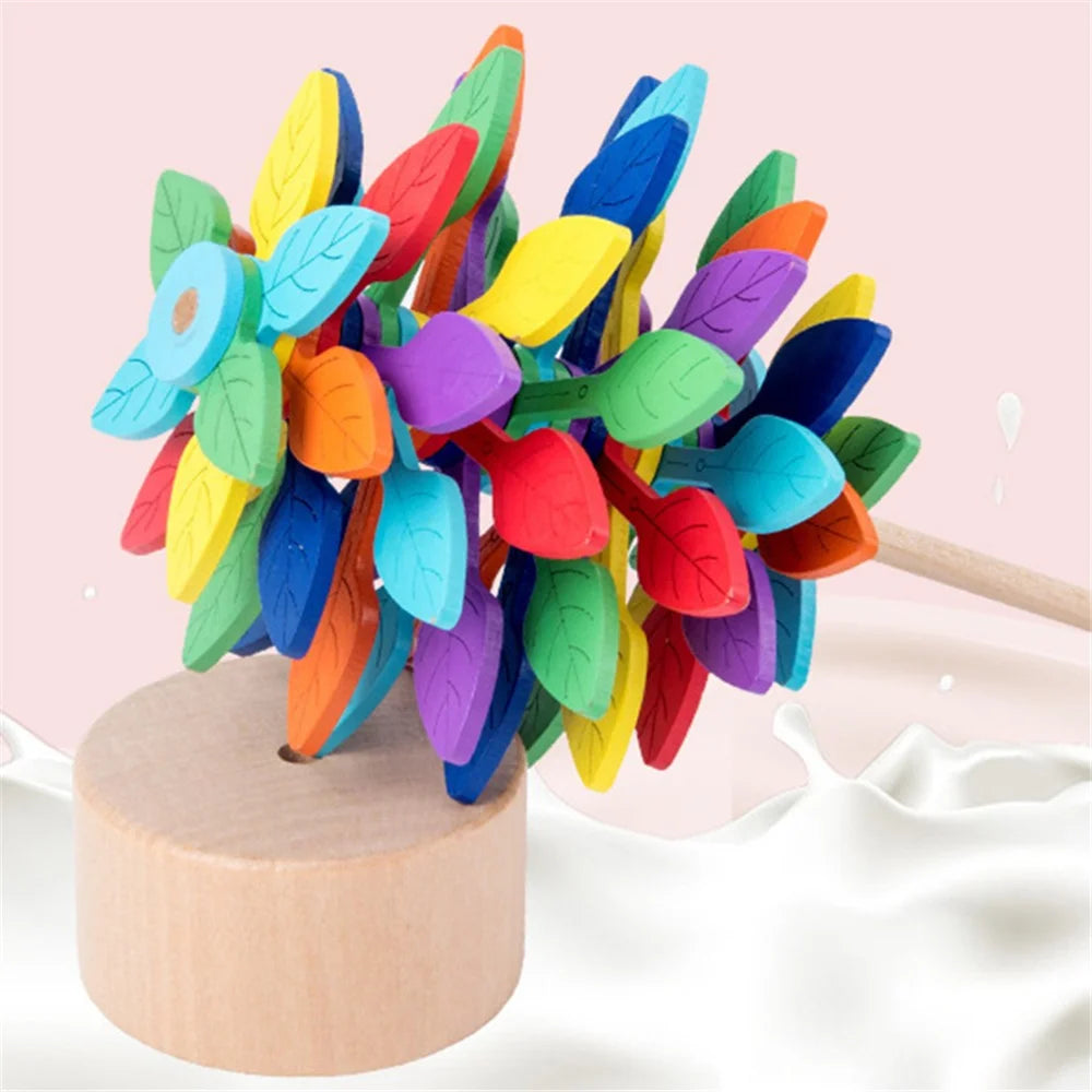 Wooden Spiral Toy Stress Relief Colorful Rotating Spinning Decorative Toy ST - Macaroon Color - 2