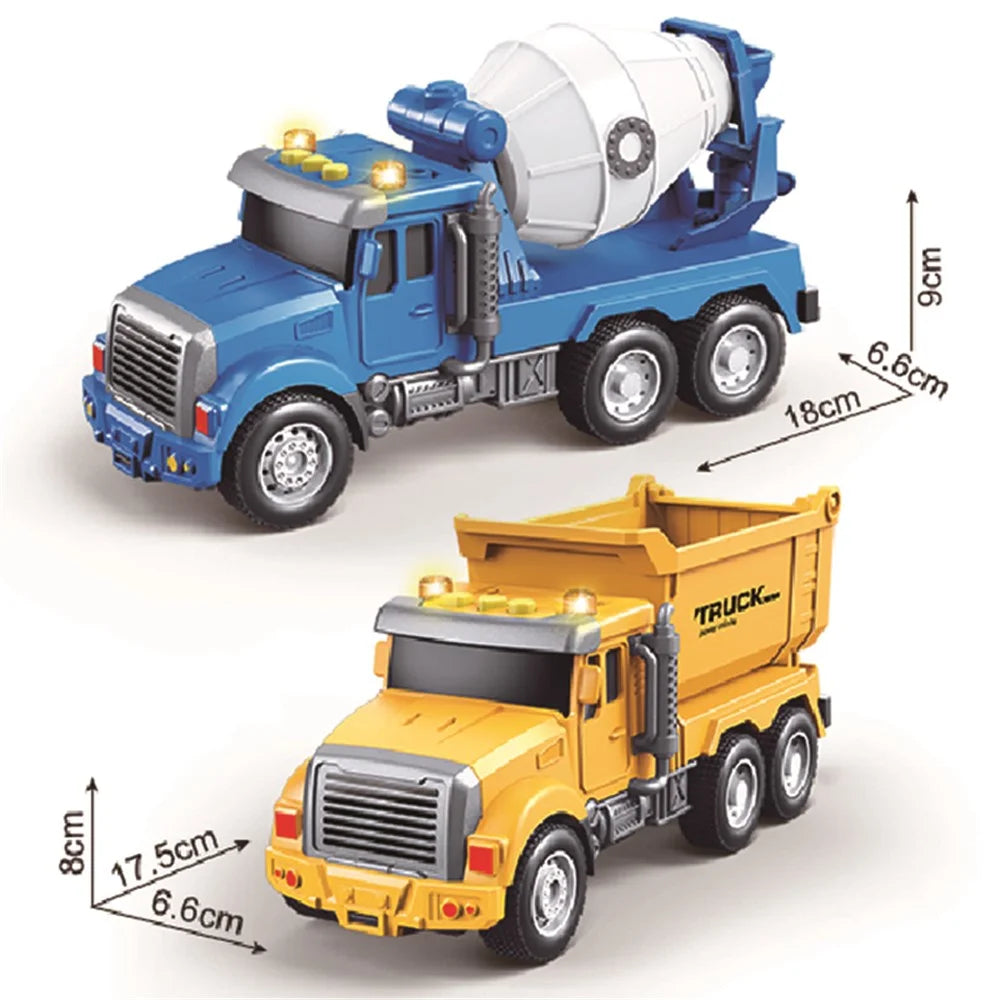 Children Friction Engineering Vehicle Kids Plastic Truck Model Toy with Light and Sound - Dump Truck - 7