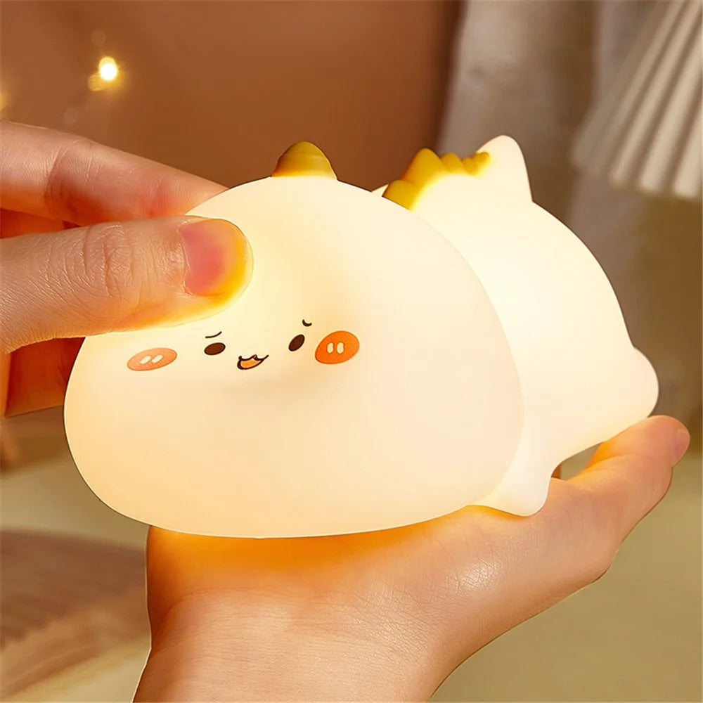 Breastfeeding Night Lamp Bedroom Decoration LED Light USB Charging Cute Dinosaur Bedside Touch Lamp, with Remote Control - 4
