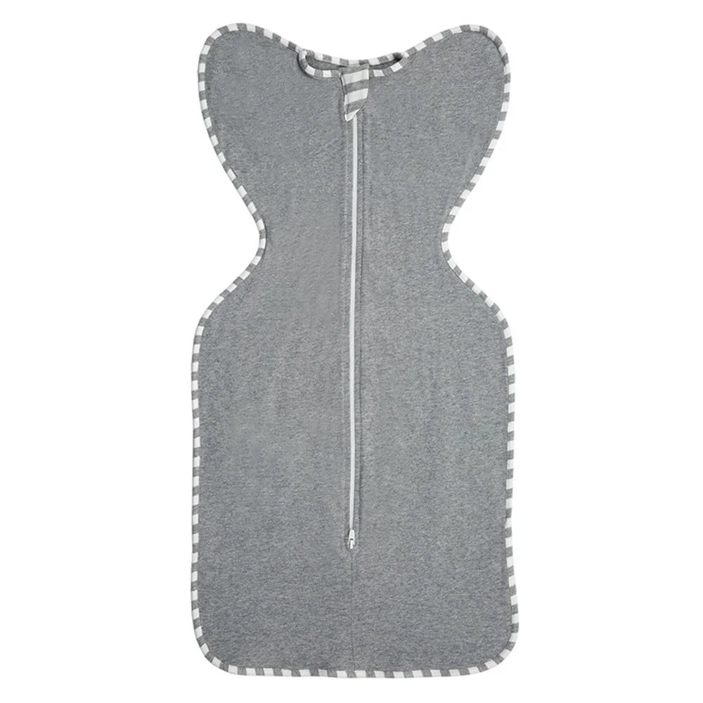 AB01 Cotton Baby Swaddle Blanket Zipper Anti-kicking Infant Sleeping Bag, Size M - Grey - 1