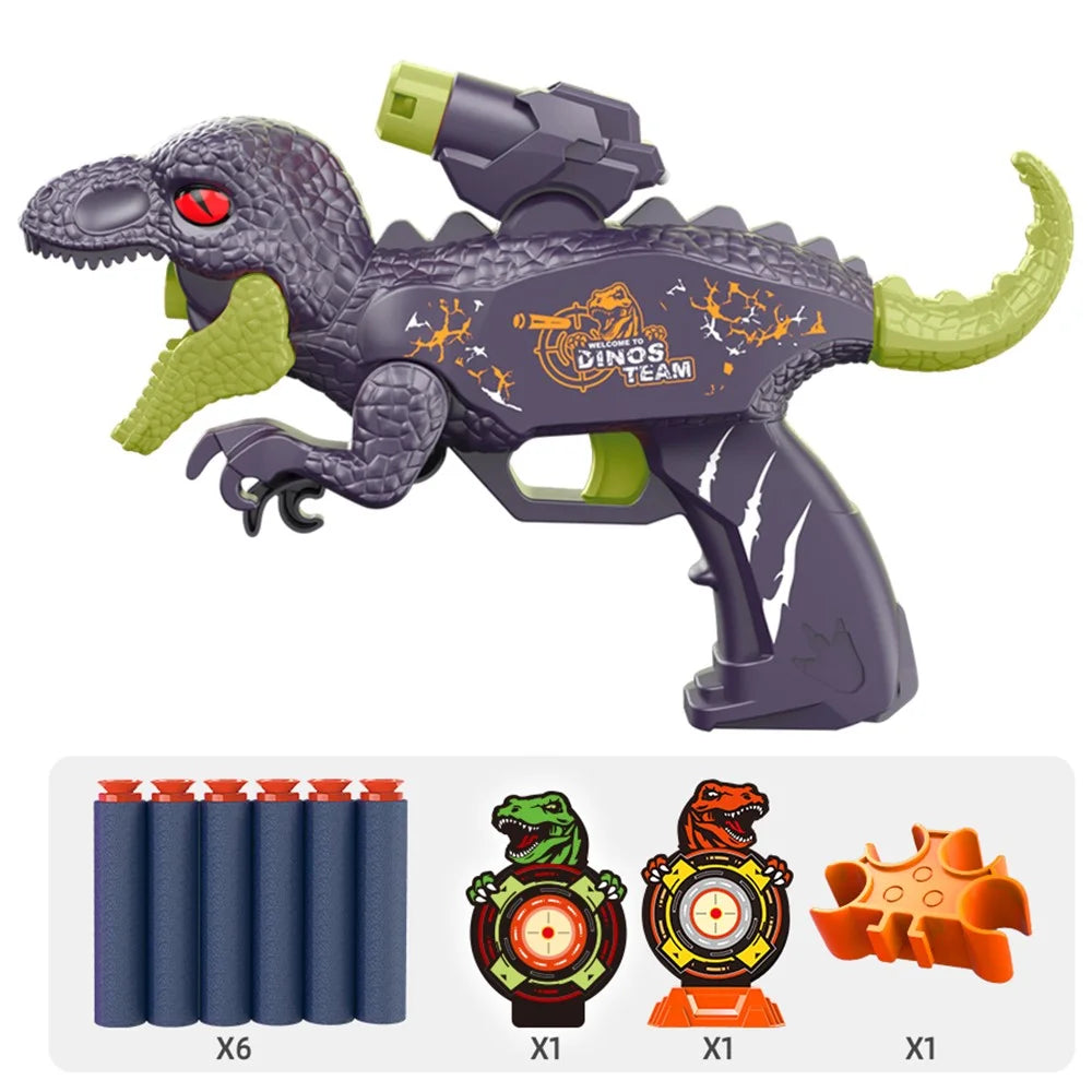 0206 Double Launcher EVA Bullet Cartoon Dinosaur Shooting Gun Toy for Children - Green - 7