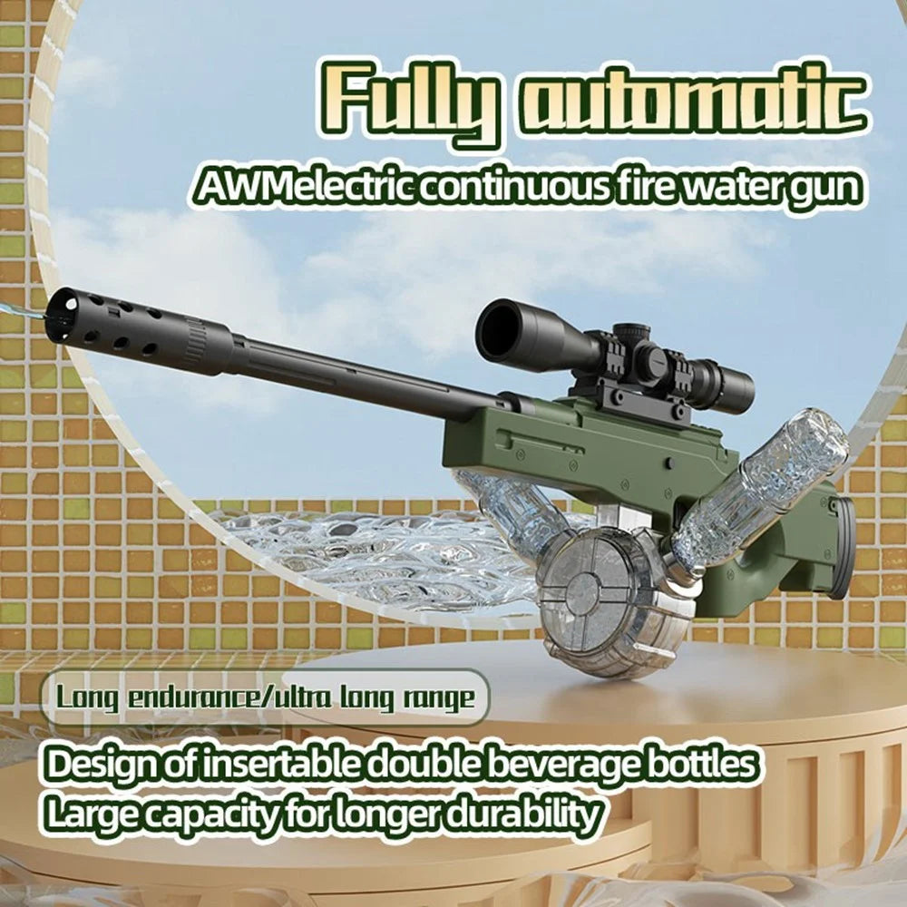 Y3AWM Electric Water Gun Auto Continuous Spray Long Range 8-10m for Ages 6+ Outdoor Play Toy - Grey - 6