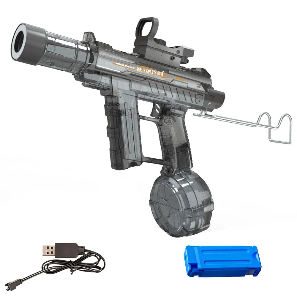 Y13 Summer Interactive Electric Water Mist Gun Continuous Spray Shooting Toy with LED Light Children Gift - Transparent Grey - 1