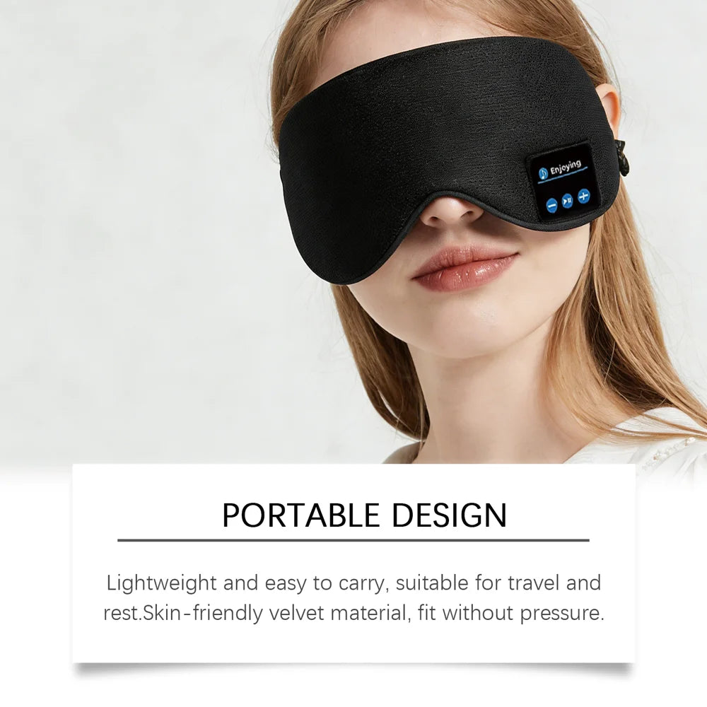 XORITA Sleep Eye Mask 3D Stereo Sound Bluetooth-compatible Music Eye Shield for Rest Travel - Black - 7
