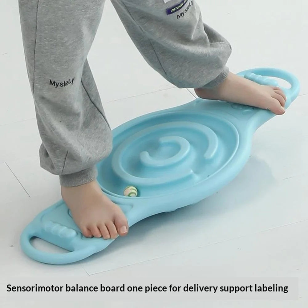 Sensory Balance Board Egg Shape Walking Board with 10 Balls Vestibular Training for Kids (Random Ball Color) - Blue - 2