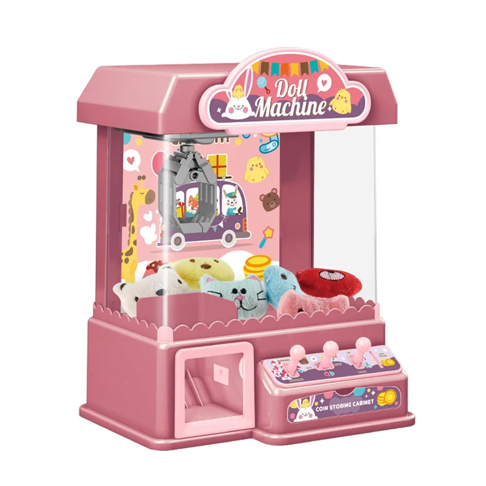 JJT839A Claw Machine Doll Machine with 10 Dolls, 20 Coins, 10 Twisted Egg Sounds and Lights Doll Machine Best Gift Toy for Kids Support USB / Battery Dual Powered - Pink - 4