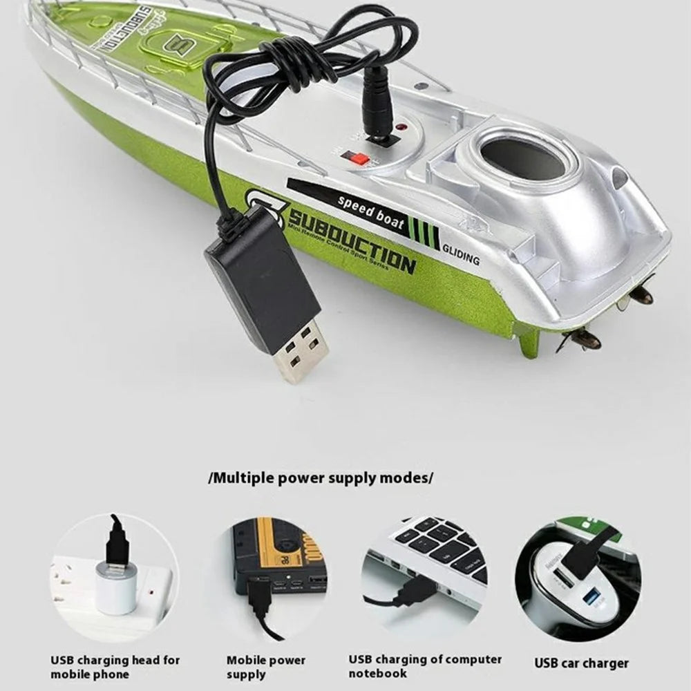 777-582 2.4G RC Submarine Model Mini Speed Boat Simulation Remote Control Aircraft Carrier Toy - Blue - 6