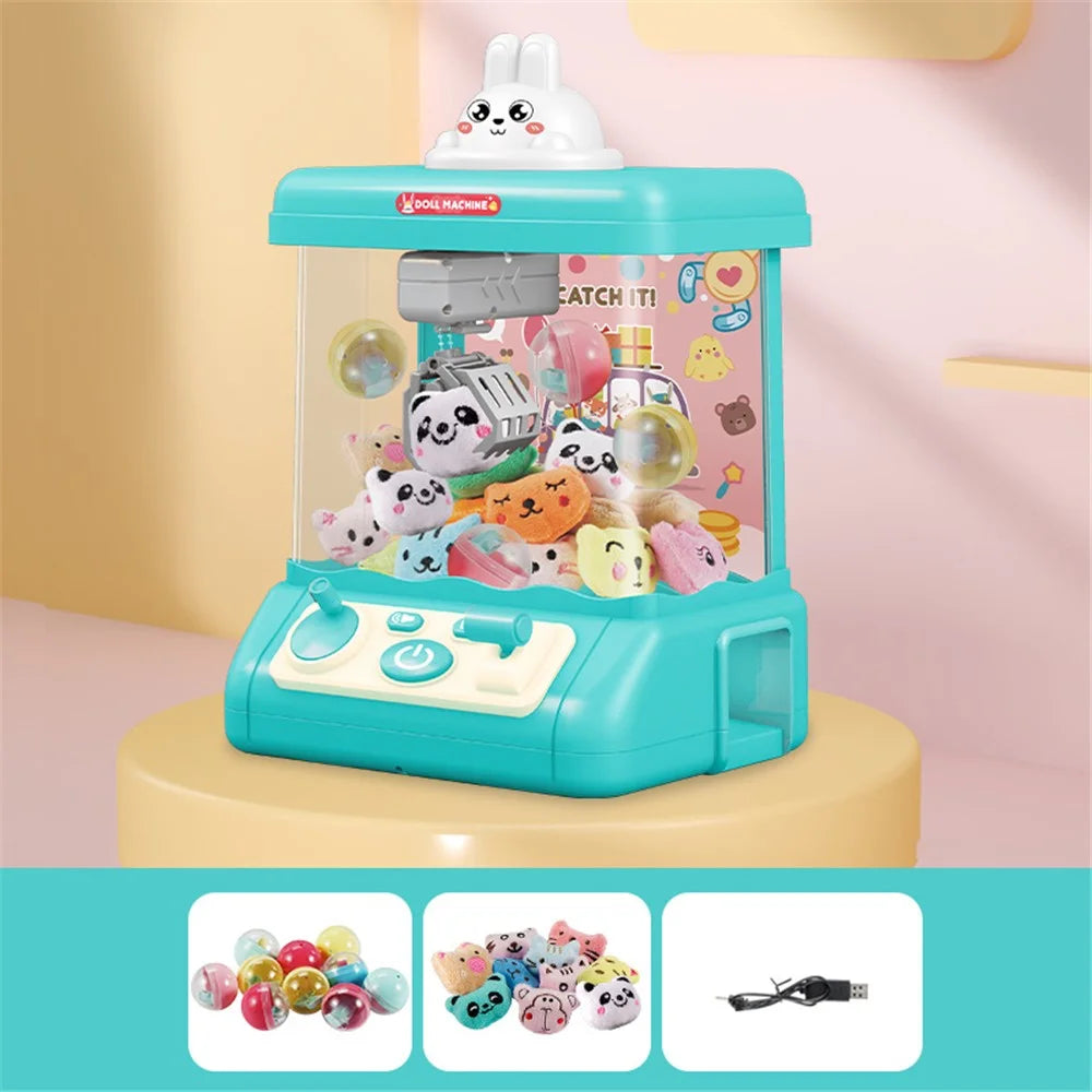 839B DIY Twist Egg Doll Machine Kids Play Game Mini Electric Grab Doll Machine with Light and Sound Children Toy Gift - Green - 1