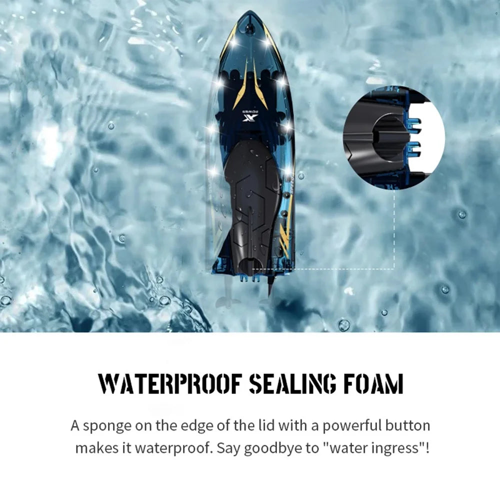 802 High Speed RC Boat 5 Channel Stunt Boat 2.4G Remote Control with LED Lights - Transparent Blue - 4