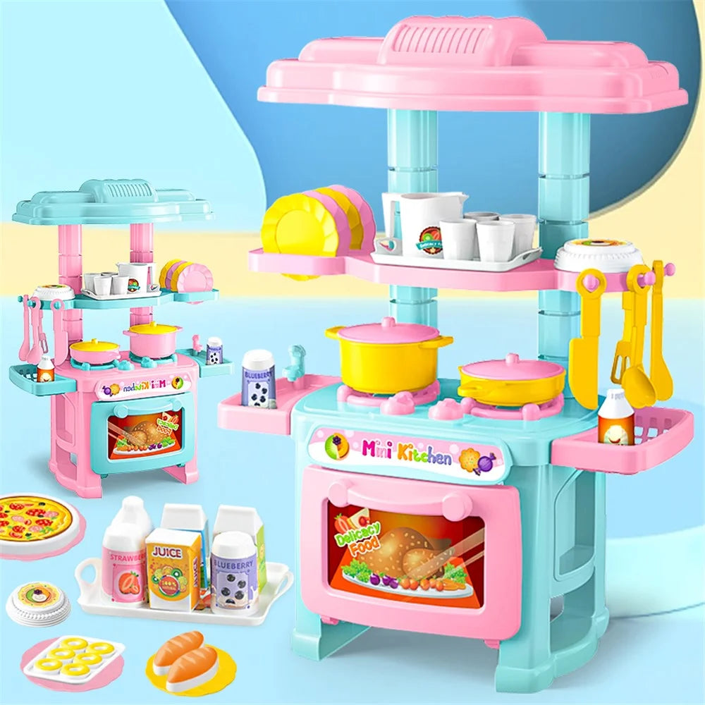 AL18045 Mini Kids Playset Toy Set Plastic Play Pots Pans Kettle Stove Kitchenware Stove Food - Random Color - 4