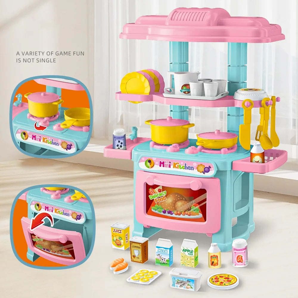 AL18045 Mini Kids Playset Toy Set Plastic Play Pots Pans Kettle Stove Kitchenware Stove Food - Random Color - 6