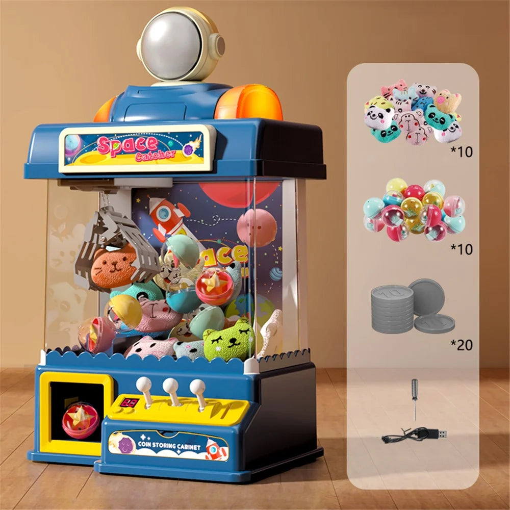 874 Claw Machine for Kids Arcade Game Electronic Mini Doll and Toy Grabber Dispenser with Lights, Sound - Space / Blue - 2