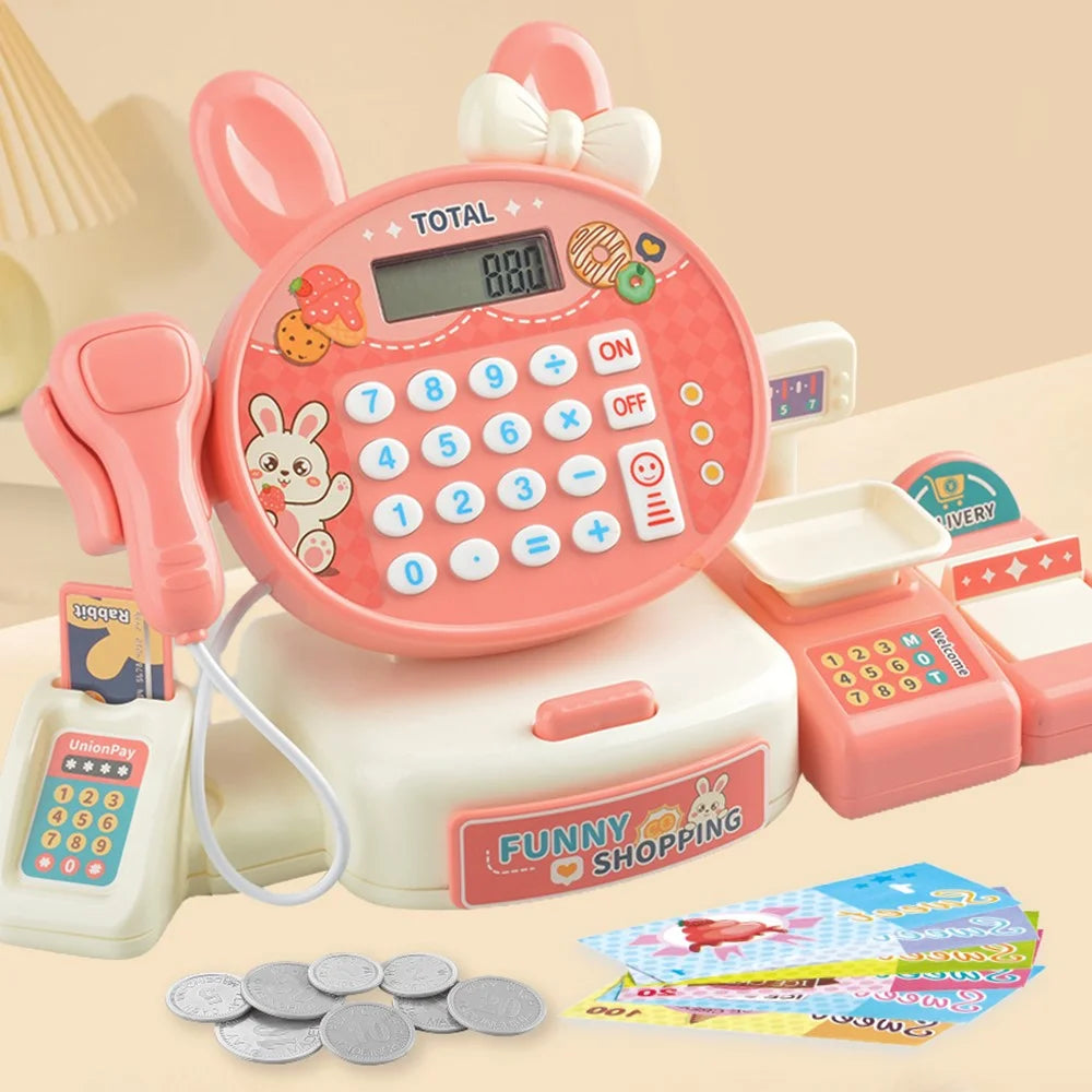 JJT816 Cute Rabbit Cash Registers Pretend Play Set Supermarket Checkout Counter Toys for Children - 2