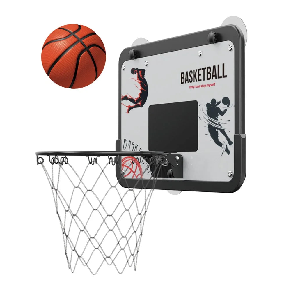 2388-80 1 Set Outdoor Indoor Wall Mounted Basketball Backboard Metal Rim Ball Stand with Pump - 1