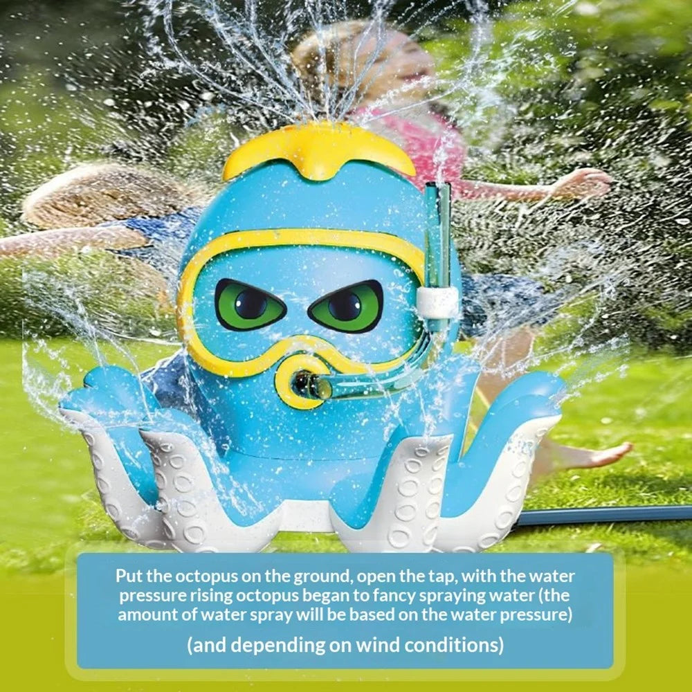 DB25829 Water Spray Octopus Sprinkler Toy for Kids Outdoor Summer Water Play Hydraulic Rotating Sprinkler - Blue - 4