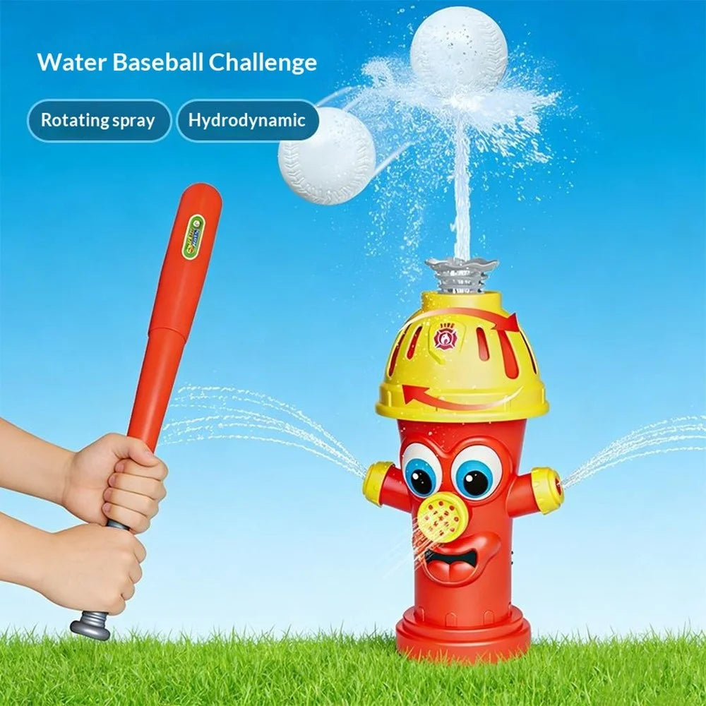 DB25843 Baseball Set Rotating Sprying Fire Hydrant Sprinkler Summer Outdoor Lawn Water Spray Kids Toy - Red - 2