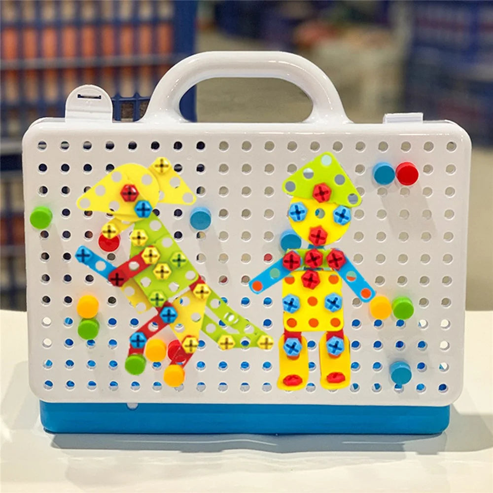 135PCS Kids Educational Construction Blocks Nuts Drill Screwdiver Set DIY Building Toys Learning Toys Creative Drilling Blocks - 3