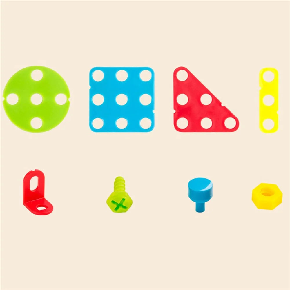 132PCS Children Creative Mosaic Blocks Kids DIY Building Toys Learning Educational Construction Blocks Drill Screwdiver Set - 7