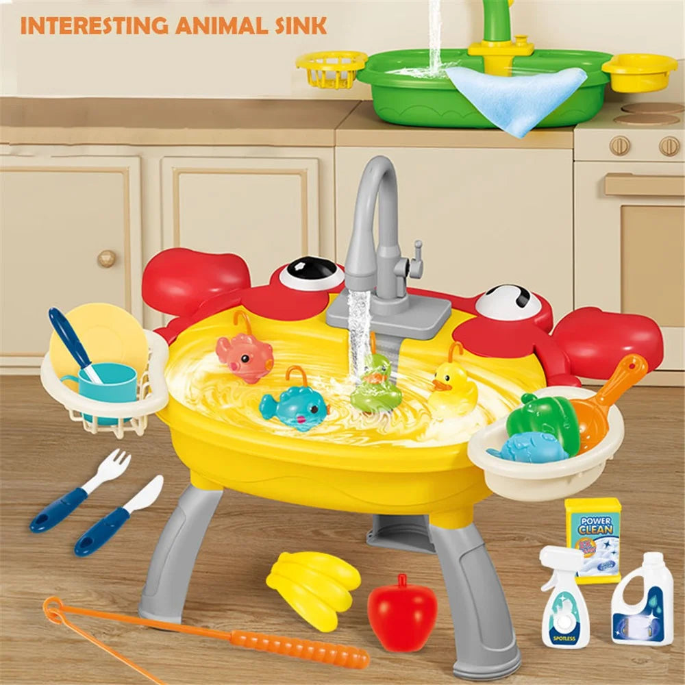 7988 Children Electric Automatic Watering Faucet Toy Fishing Platform Water Pretend Play Educational Toys Parent-Child Playset - Crab - 2