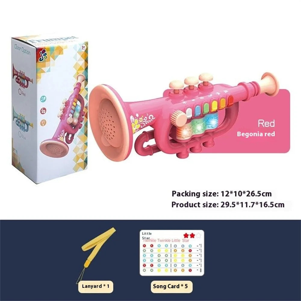 Musical Instrument Kids Toy Trumpet Educational Preschool Learning Blowing Instrument Gift for Toddlers Early Childhood Development - Pink - 2