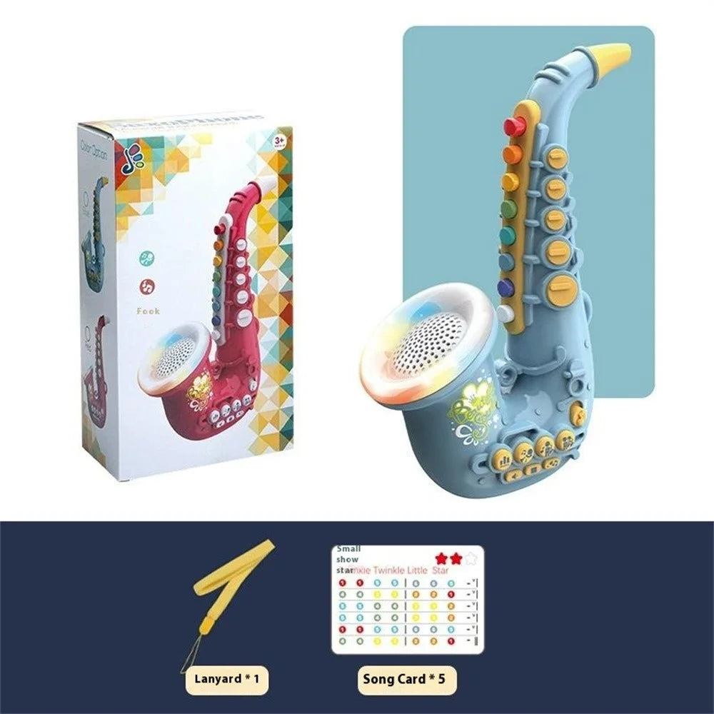 Musical Instrument Kids Toy Saxophone for Preschool Toddlers Educational Learning Music Development Gift - Blue - 2