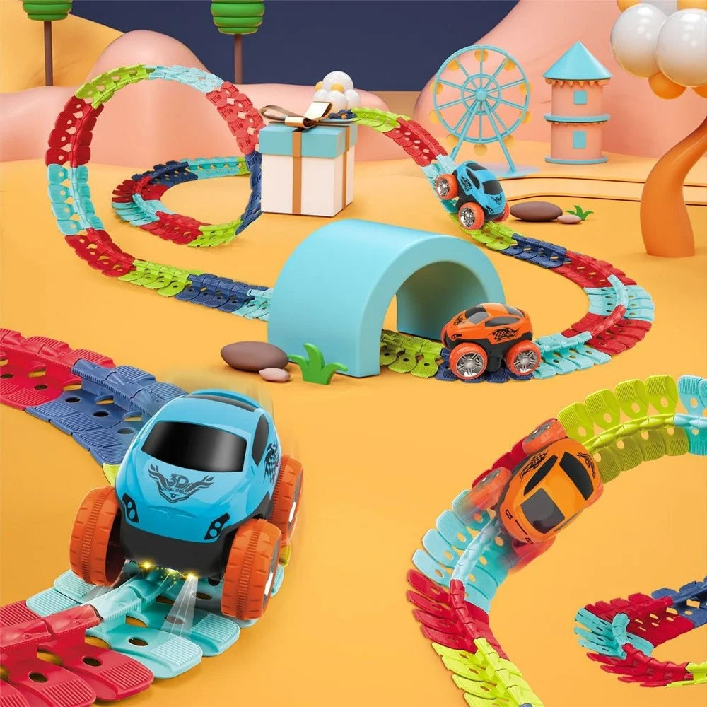DIY Race Track Set 184Pcs Anti Gravity Electric Rail Car Toy Building Blocks with Light Effects for Boys / Girls - 7