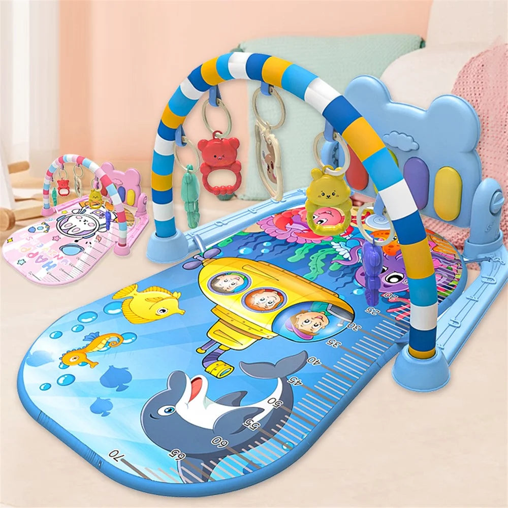 Baby Gyms Play Mat Musical Activity Center Toddler Kick and Play Piano Infant Early Education Toy - Green - 2