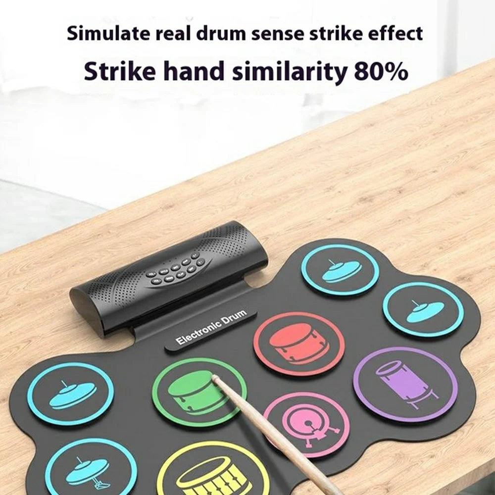 MD868 Portable Roll-Up Electronic Drum Dual Speakers Kids Adults Practice Drum Toy - EU Plug - 2