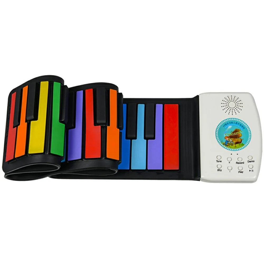 PM49 49-Key Portable Folding Piano Rainbow Color Children Beginner Roll-Up Keyboard Musical Instrument Toy - 1