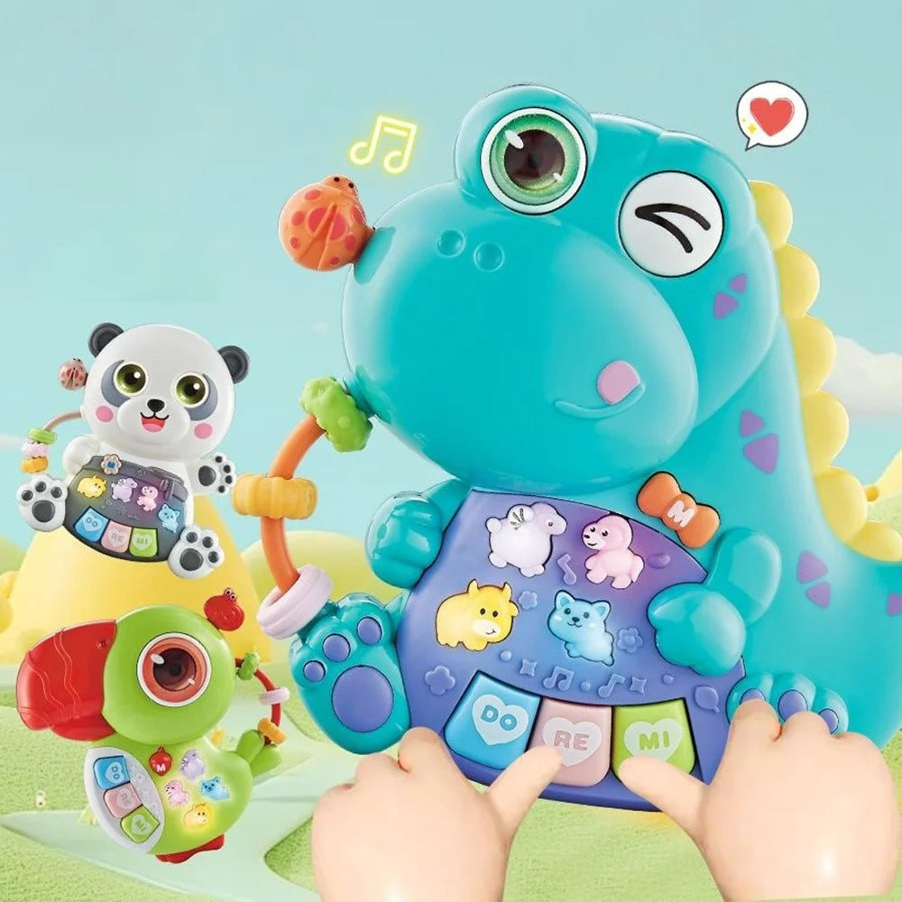 Children Early Education Electronic Keyboard Toy Baby Cartoon Animal Piano with Light Sound (Random Color) - Crab - 2