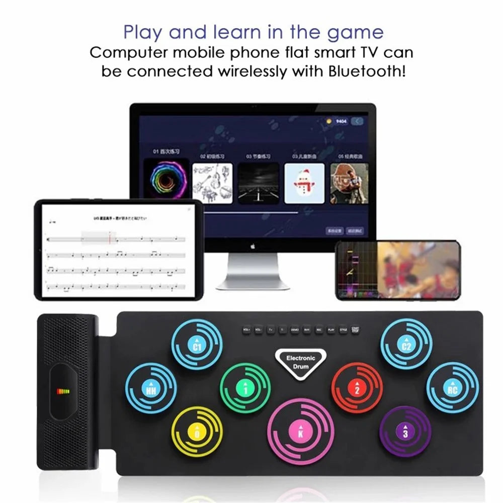 RD92 Double Speaker Electronic Drum Toy Drum Practice Pad with Headphone Jack Drum Pedals Sticks - 2