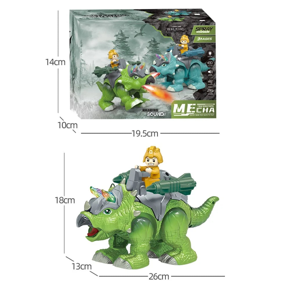 333-76 Kids Electric Toy Dinosaur Realistic Walking Roaring Spraying Light Toddler Toys - Green - 7