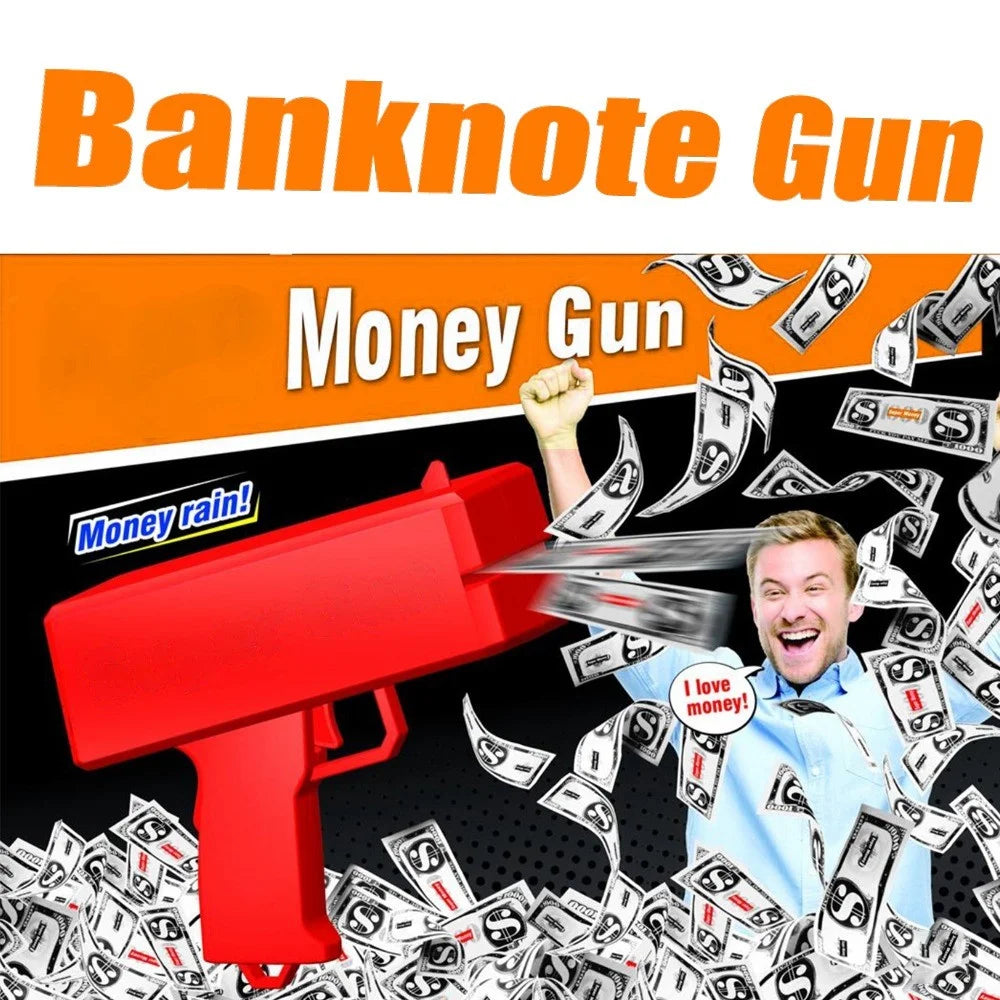 Banknote Money Guns Paper Playing Spray Money Gun Toy Handheld Cash Gun Fake Bill Dispenser Money Shooter Toy for Kids - Red - 2