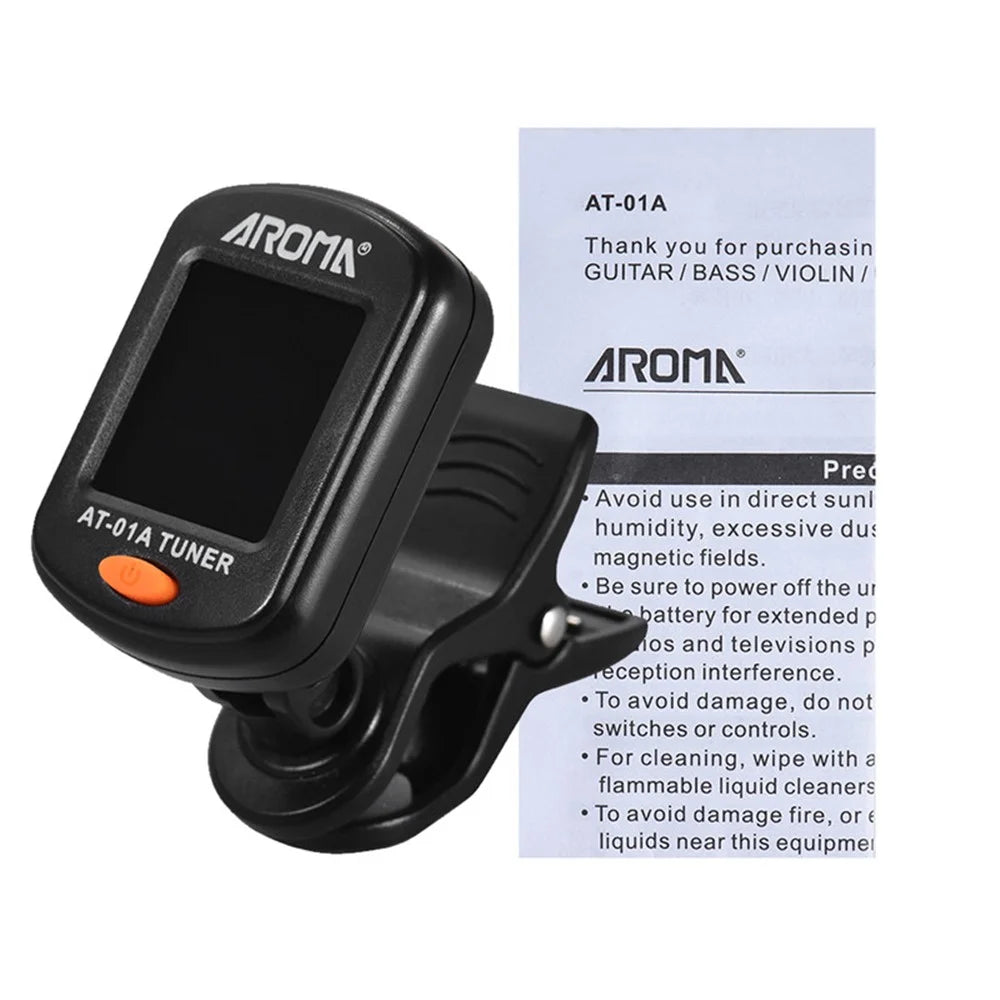 AROMA AT-01A LCD Display Guitar Tuner Rotatable Clip-on Tuner for Chromatic Acoustic Guitar Bass Ukulele Guitar Accessories - 2