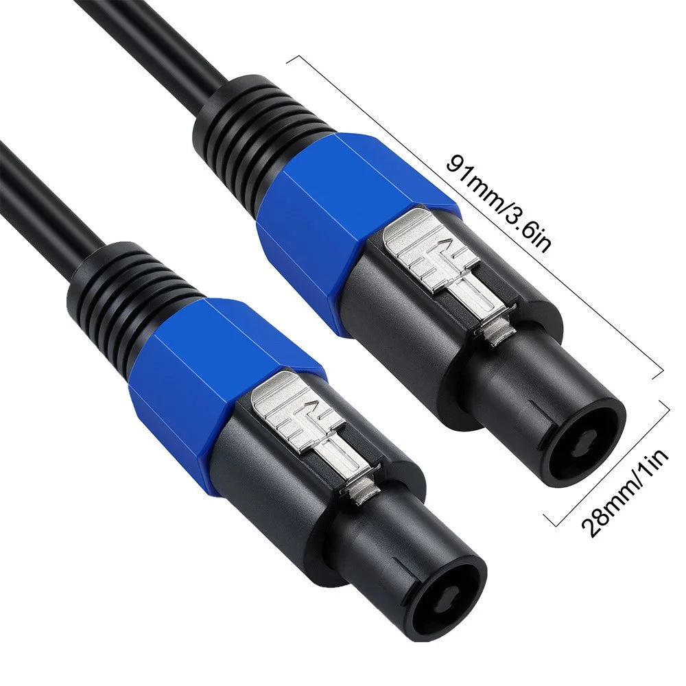 JUNSUNMAY 50FT Speakon Male to Male Cable Speaker Audio Amplifier Connection Cord with Twist Lock - 5
