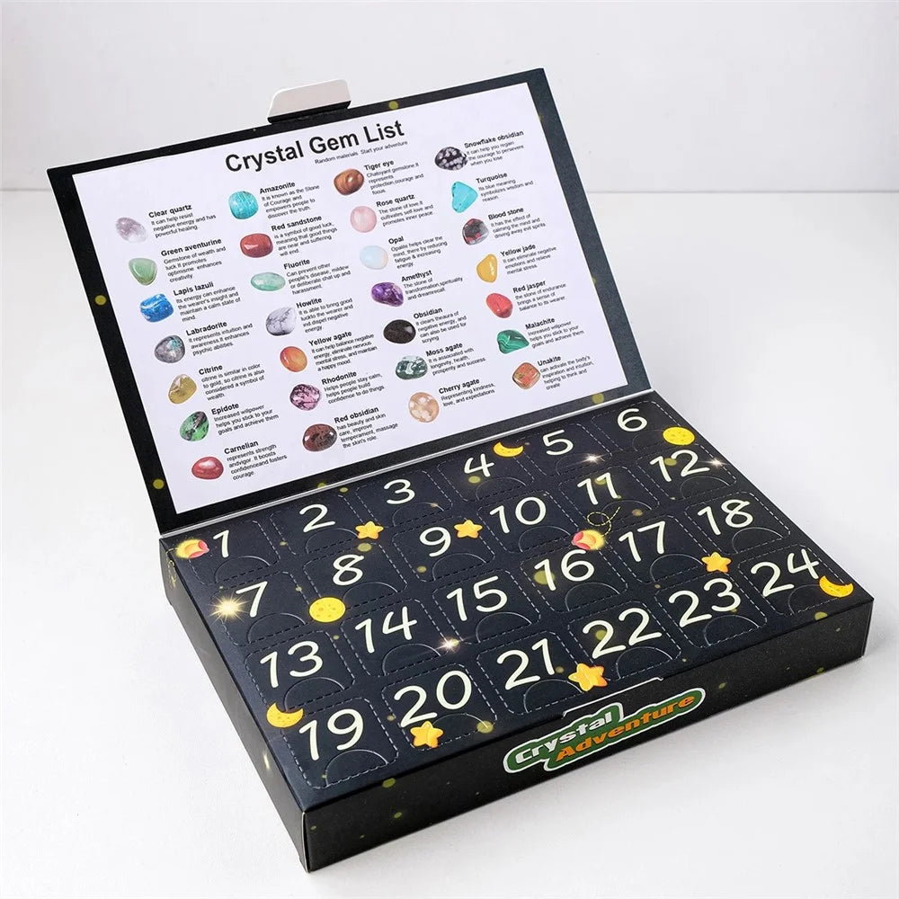 24-Grid Natural Crystal Raw Stone Crystal Gem Specimens Kids Gift Blind Box - Raw Shape+Sleek Shape - 2