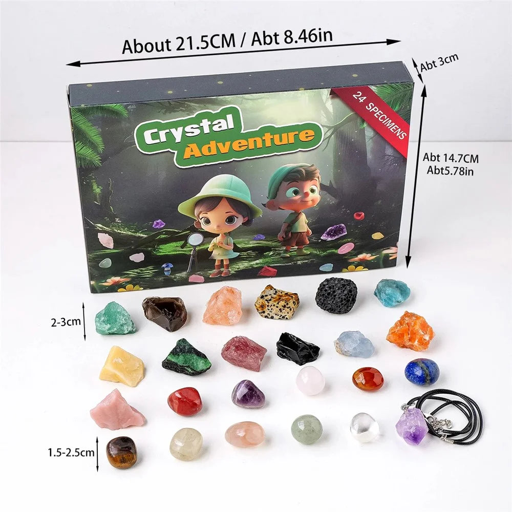 24-Grid Natural Crystal Raw Stone Crystal Gem Specimens Kids Gift Blind Box - Raw Shape+Sleek Shape - 5
