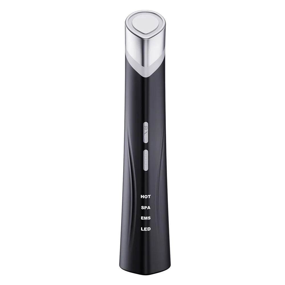 2405 EMS Microcurrent Eye Beauty Device with Hot Compress LED Vibration Eye Skin Care Wand - Black - 2
