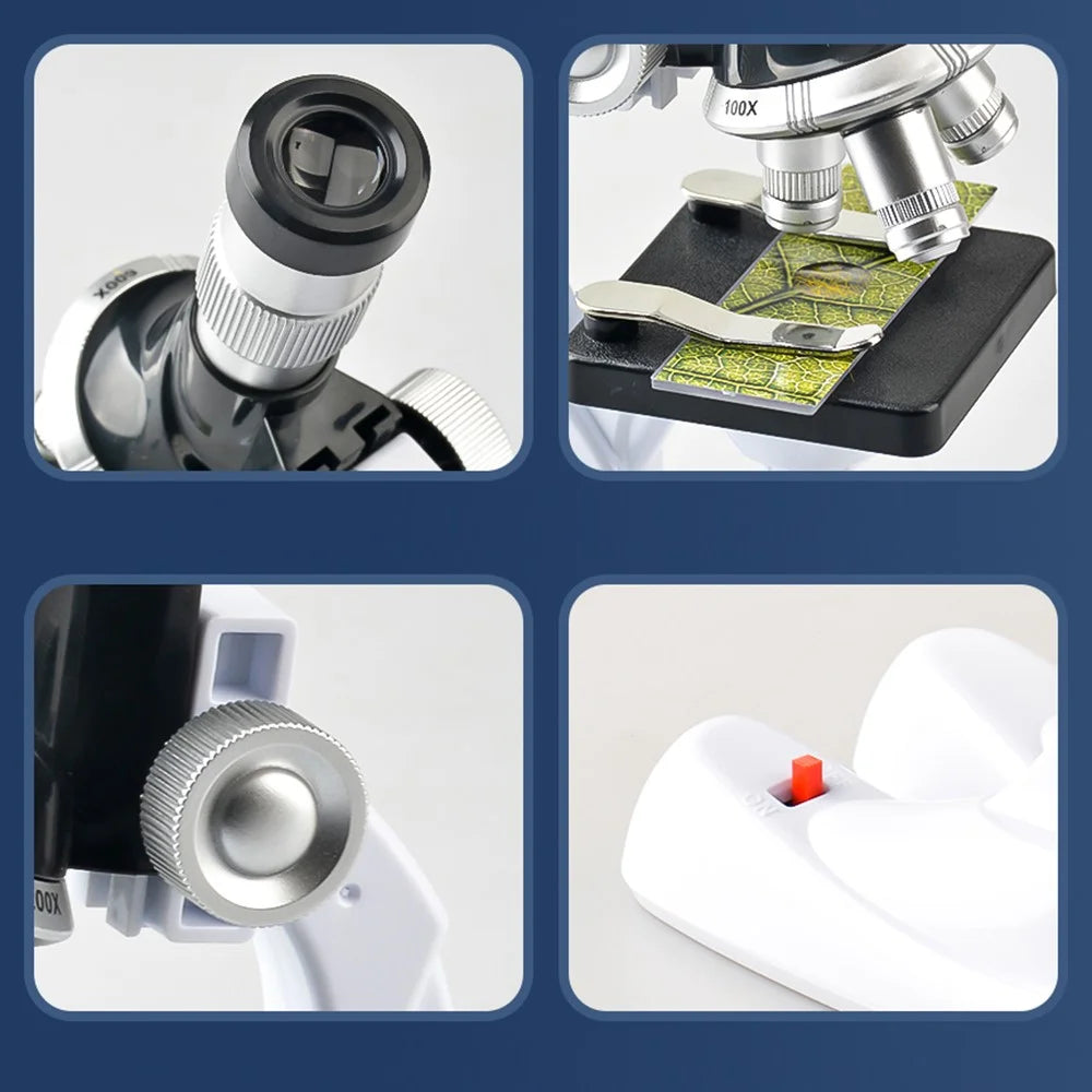 QB3303 1 Set Elementary School Student STEM Microscope 1200X Magnification Tools for Children - 6