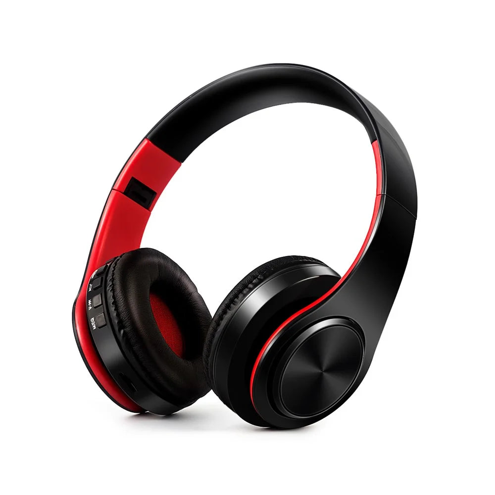 Foldable HIFI Stereo Portable Comfortable Bluetooth-compatible Wireless Stereo Headset - Black / Red - 1