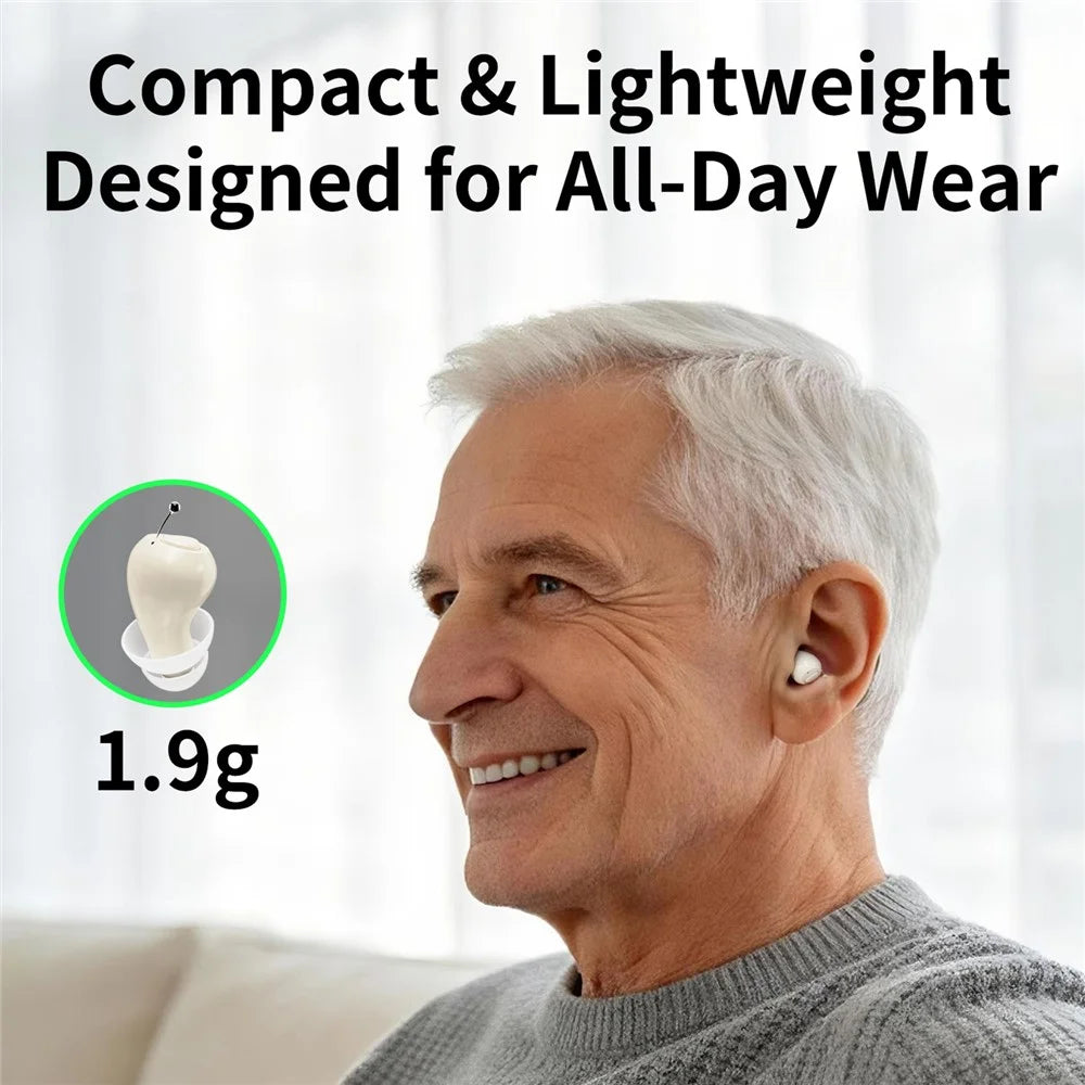 GM-955 In-Ear Hearing Aid Invisible High Power Smart Noise Reduction Voice Amplifier with Charging Case for Elderly - Beige - 6
