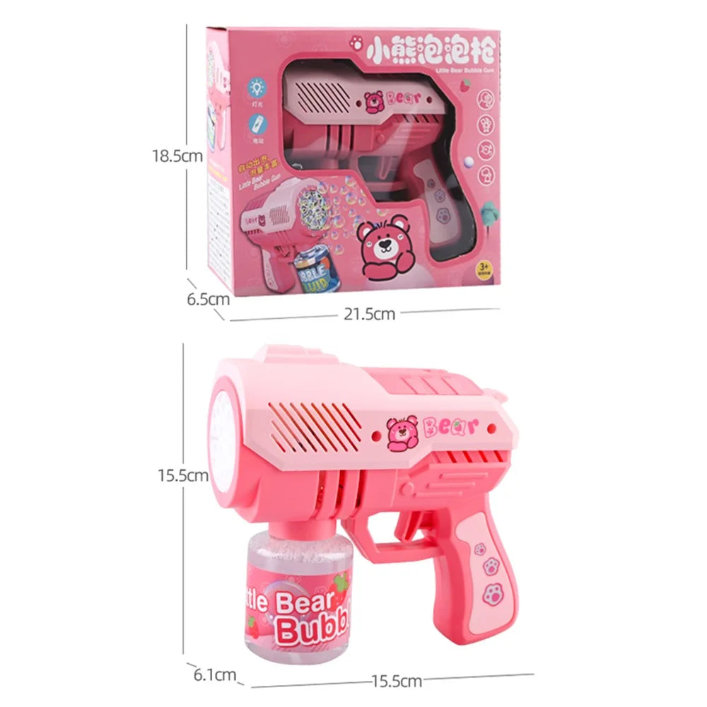 Children 10-holes Electric Bubble Machine Automatic Bubble Gun with Light - 9960 / Pink - 5