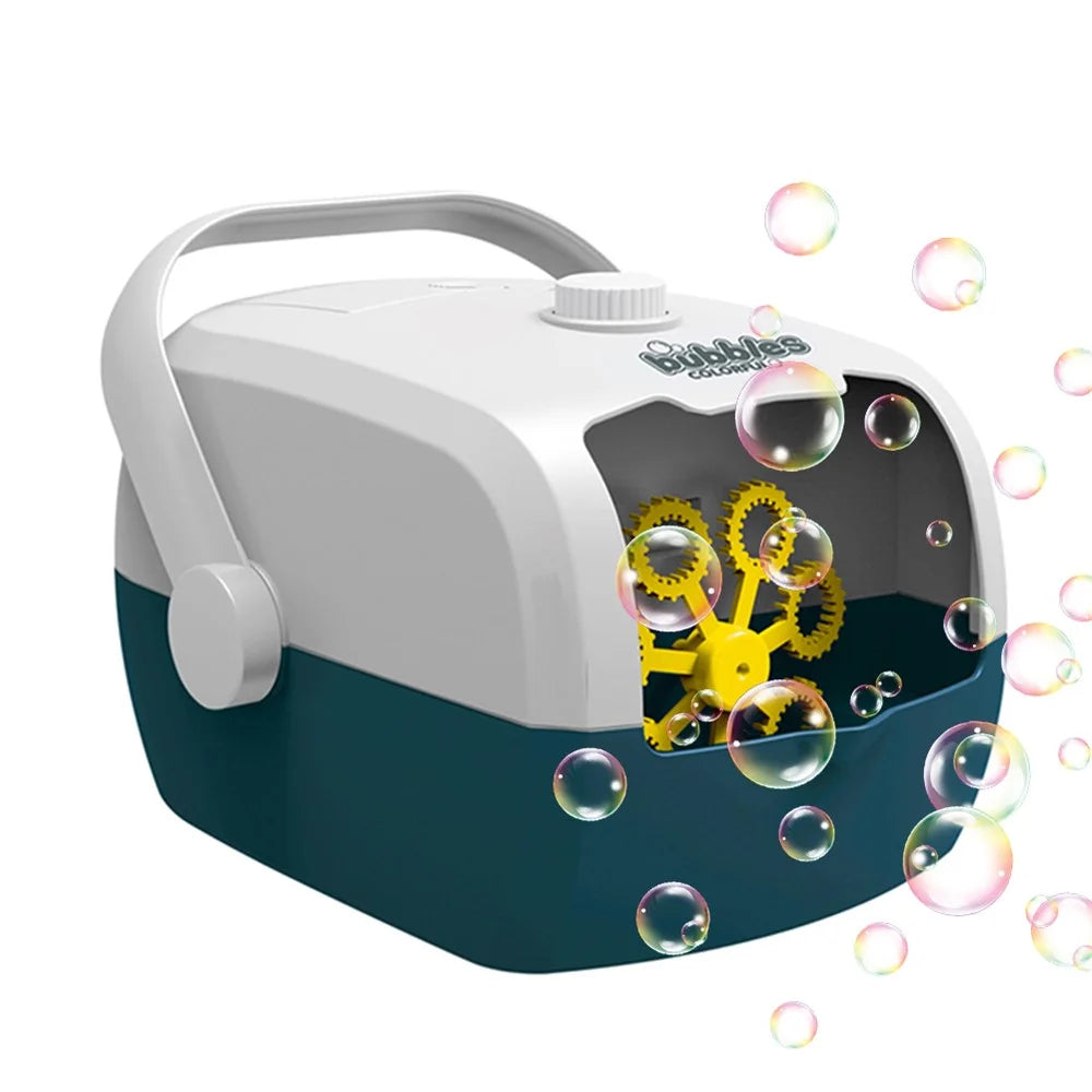 V08 Bubble Machine Kids Outdoor Toy Automatic Bubble Blower Maker for Parties, Wedding, Birthday Gifts (without Battery) - Blue / White - 1