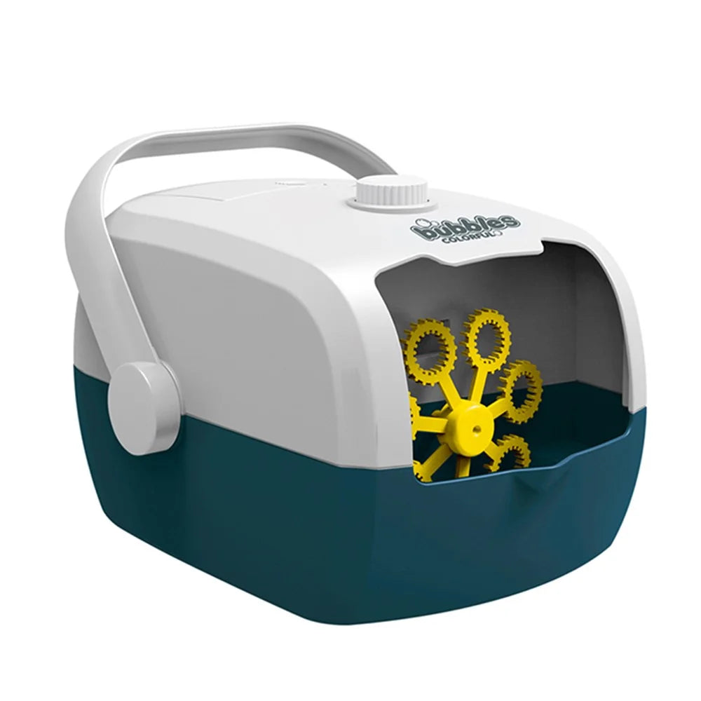 V08 Bubble Machine Kids Outdoor Toy Automatic Bubble Blower Maker for Parties, Wedding, Birthday Gifts (without Battery) - Blue / White - 2