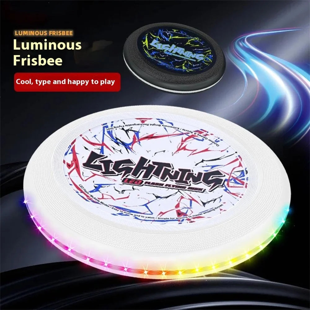 LZ101B  /  C 27cm LED Light Up Flying Disc Rechargeable 3-Color LED Outdoor Sports Interactive Toy, Size L - White - 2