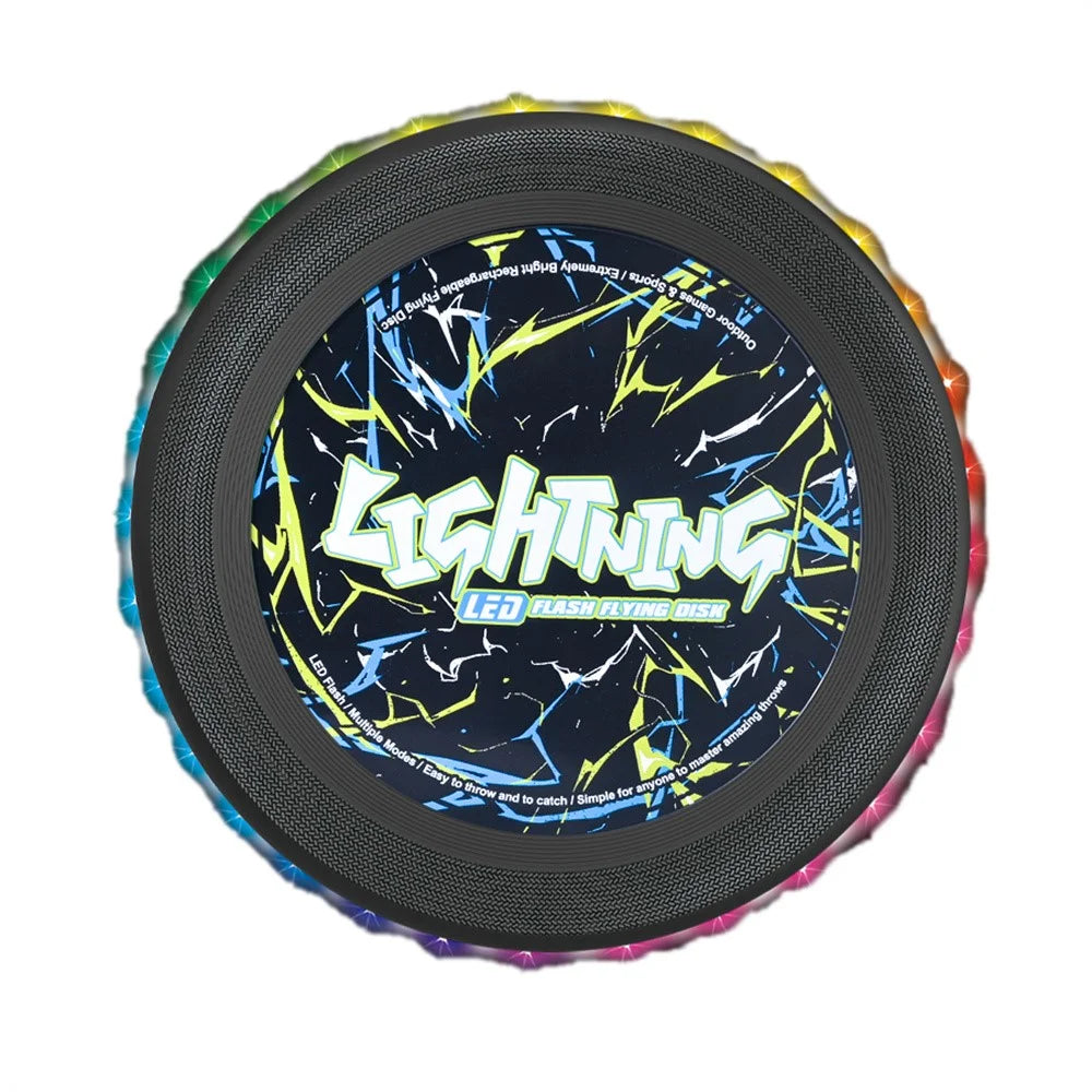 LZ102B  /  C 23cm LED Light Up Flying Disc Rechargeable 3-Color LED Outdoor Sports Interactive Toy, Size S - Black - 1