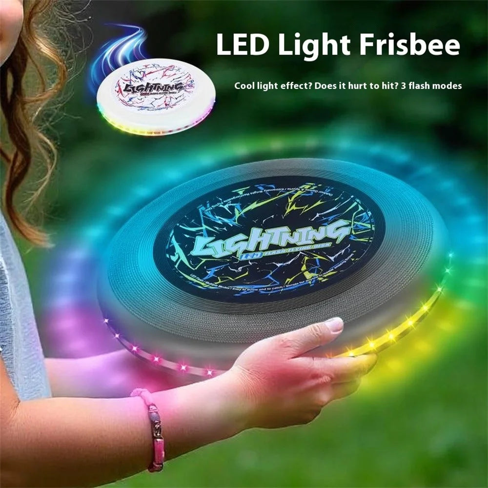 LZ102B  /  C 23cm LED Light Up Flying Disc Rechargeable 3-Color LED Outdoor Sports Interactive Toy, Size S - Black - 2