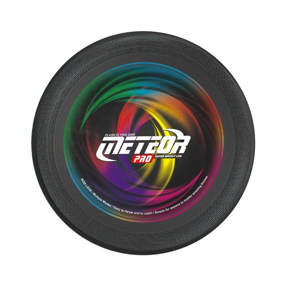 LZ102A 23cm 13-Color LED Light Up Flying Disc Rechargeable Outdoor Sports Interactive Toy, Size S - Black - 1