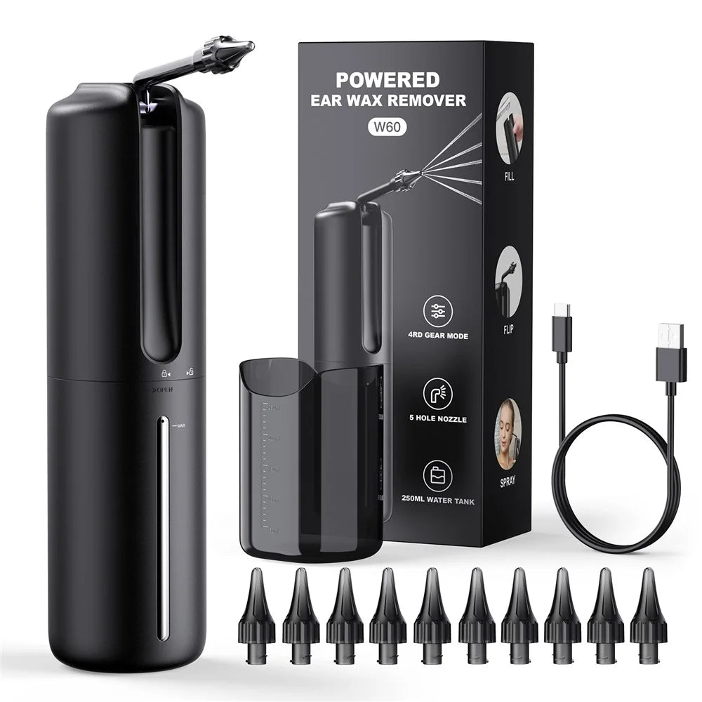 W60 Portable Electric Ear Wax Removal Device IP67 Waterproof Ear Washer Cleaning Tool - 1