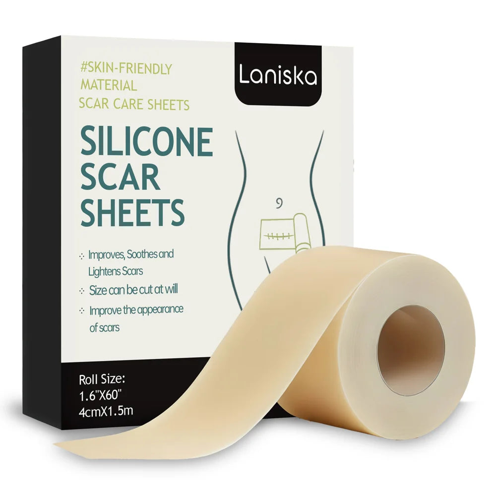 LANISKA Silicone Scar Tape 1.6 x 60 inch Scar Tape Removal Sheets for Surgical Scars, Tummy Tuck C-Section - 1